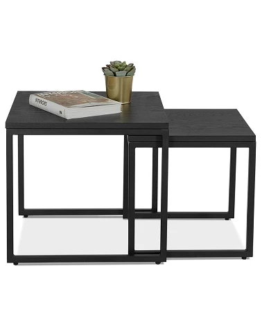 Table basse design Gliss Bois (MDF) plaqué Chêne noir