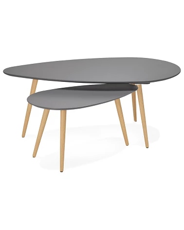 Table basse Chêne massif GOSMI gris anthracite mat