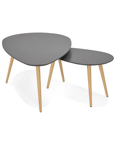 Table basse Chêne massif GOSMI gris anthracite mat