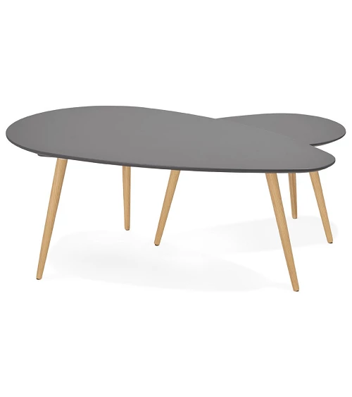 Table basse Chêne massif GOSMI gris anthracite mat