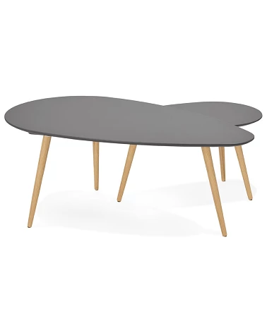 Table basse Chêne massif GOSMI gris anthracite mat