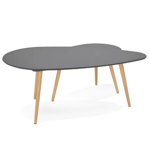 Table basse Chêne massif GOSMI gris anthracite mat