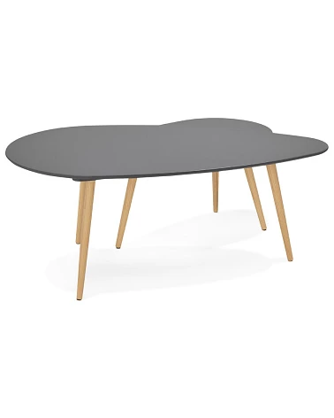 Table basse Chêne massif GOSMI gris anthracite mat