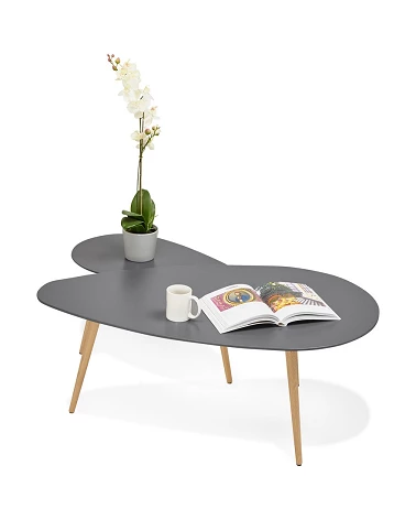 Table basse Chêne massif GOSMI gris anthracite mat