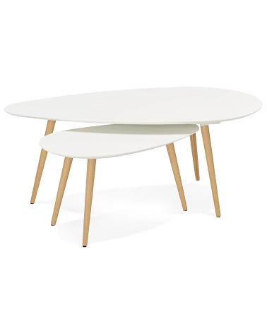 Table basse Chêne massif GOSMI blanc mat