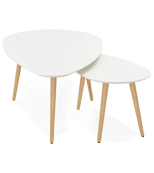 Table basse Chêne massif GOSMI blanc mat