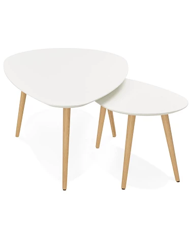 Table basse Chêne massif GOSMI blanc mat