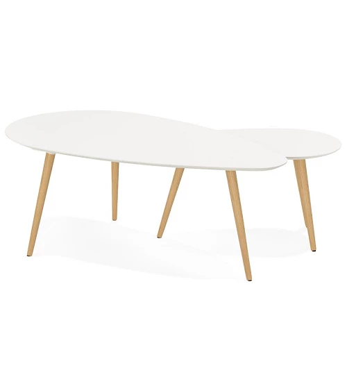 Table basse Chêne massif GOSMI blanc mat