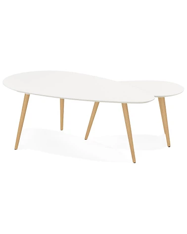 Table basse Chêne massif GOSMI blanc mat