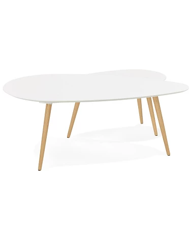 Table basse Chêne massif GOSMI blanc mat