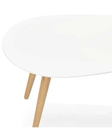 Table basse Chêne massif GOSMI blanc mat