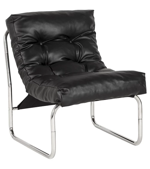 Fauteuil design Boudoir Chromé similicuir Noir