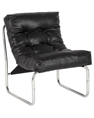 Fauteuil design Boudoir Chromé similicuir Noir