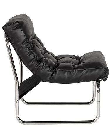 Fauteuil design Boudoir Chromé similicuir Noir