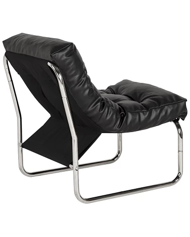 Fauteuil design Boudoir Chromé similicuir Noir